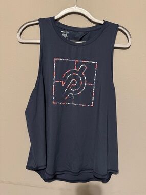Peloton Navy Tank with Multicolor Logo Trim